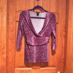 🌟ANN TAYLOR 3/4 Sleeve Mock Wrap V Neck Top, Small